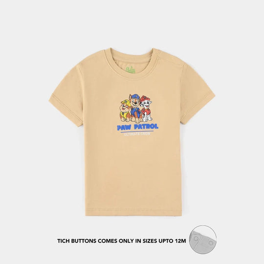 Infant Boys Cotton Jersey Round Neck T-Shirt- Sand/Brown