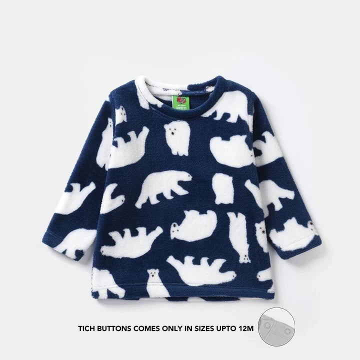 Infant Boys Sherpa 2 Piece Suit Bear - Navy