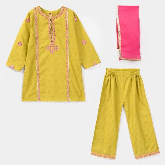 Girls Jacquard 3Pcs (Ishq) - Green