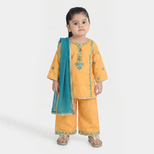Infant Girls Jacquard 3Pcs (Ishq) – Yellow
