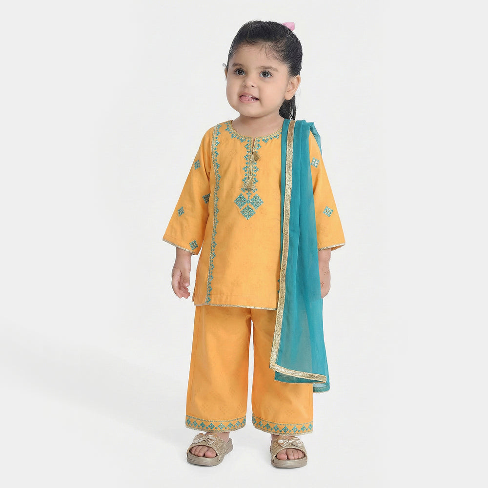 Infant Girls Jacquard 3Pcs (Ishq) – Yellow