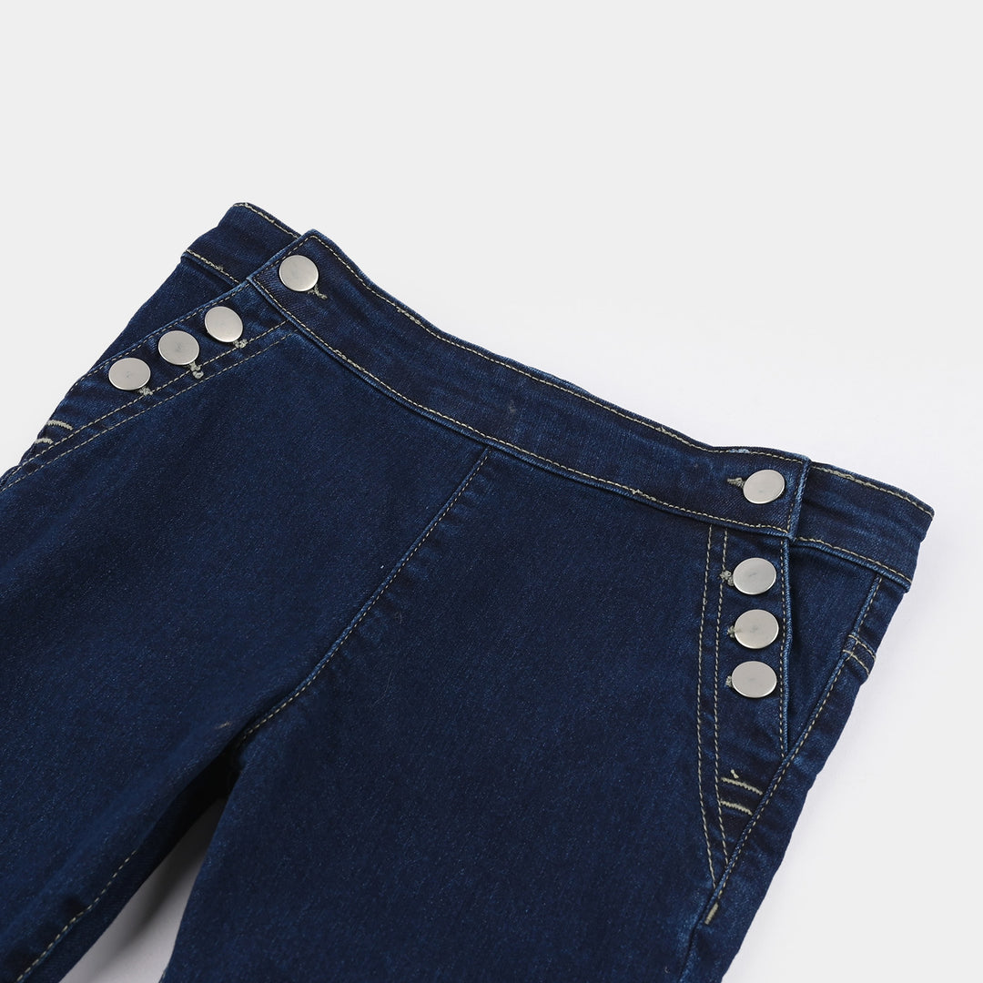 Girls Denim Stretch Jeggings - Dark Blue