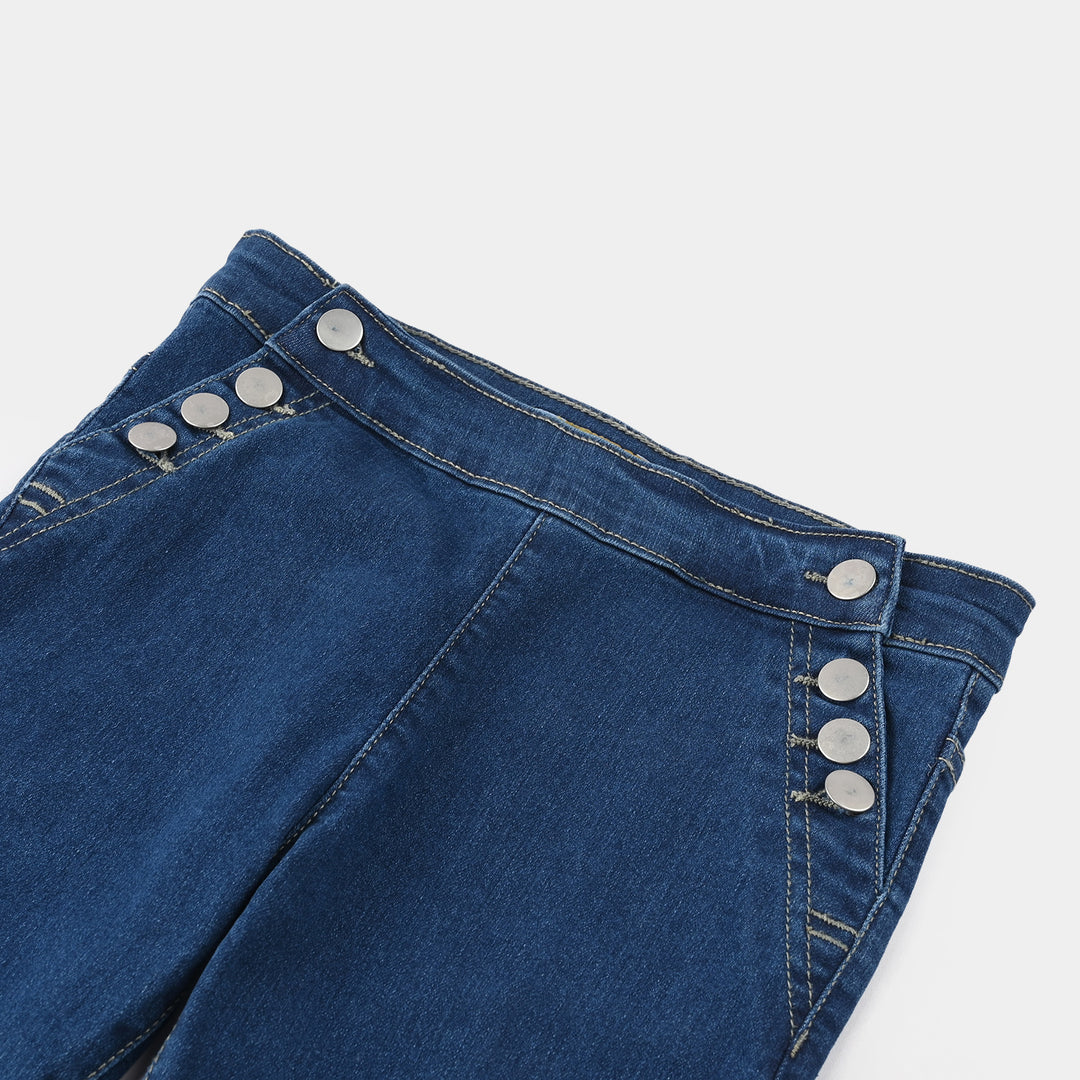 Girls Denim Stretch Jeggings - Mid Blue