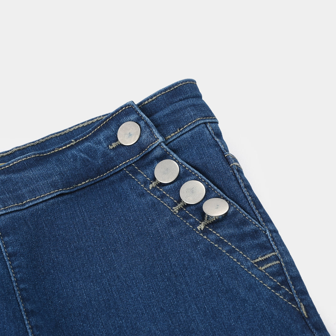 Girls Denim Stretch Jeggings - Mid Blue