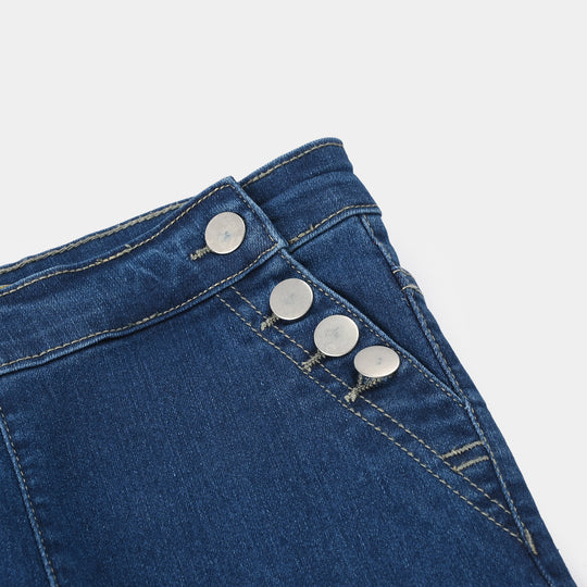 Girls Denim Stretch Jeggings - Mid Blue