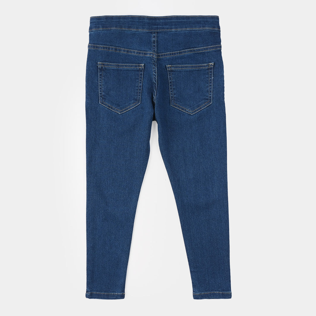 Girls Denim Stretch Jeggings - Mid Blue