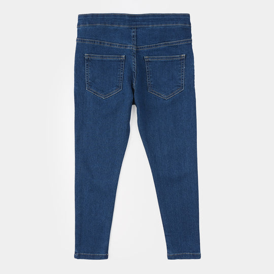 Girls Denim Stretch Jeggings - Mid Blue