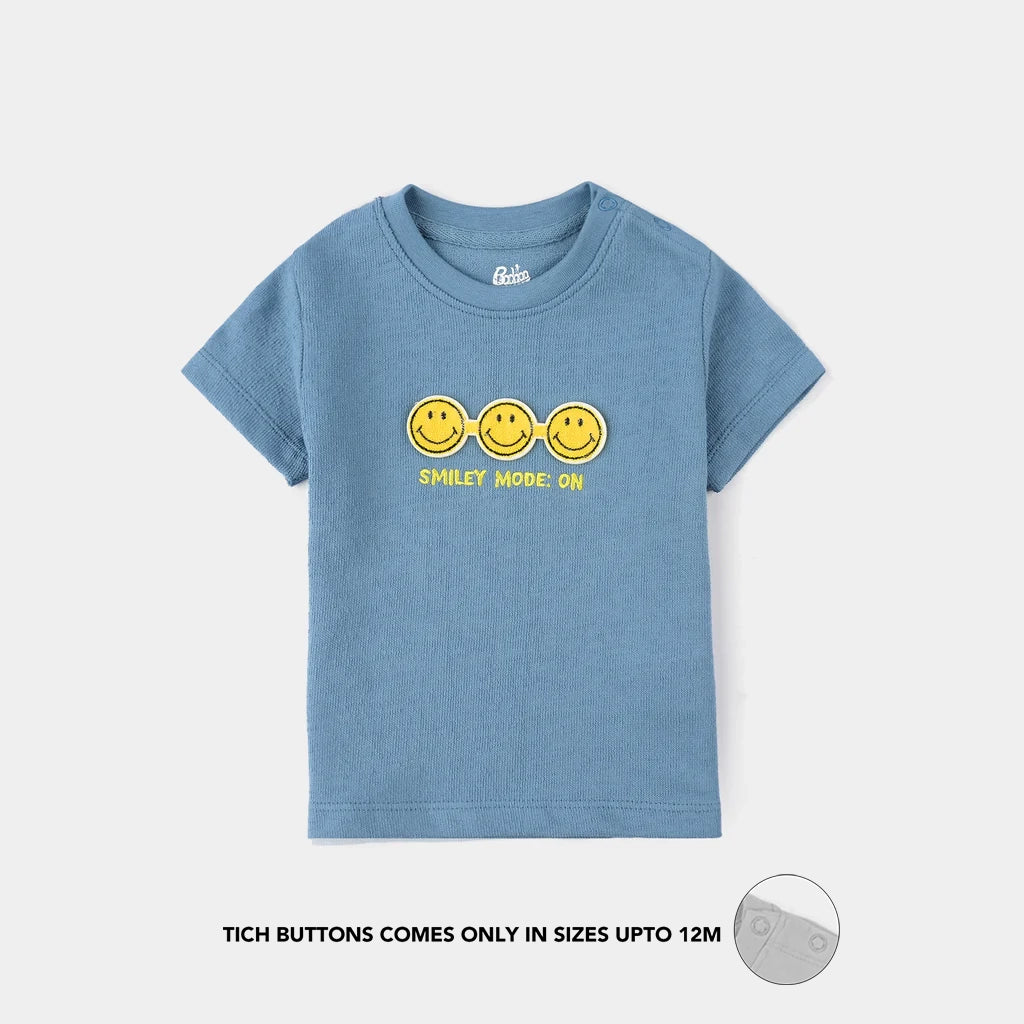 Infant Boys Salt & Pepper T-Shirt (Smiley) - Blue
