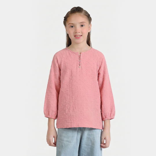 Girls Cotton Casual Top Brochia – Pink