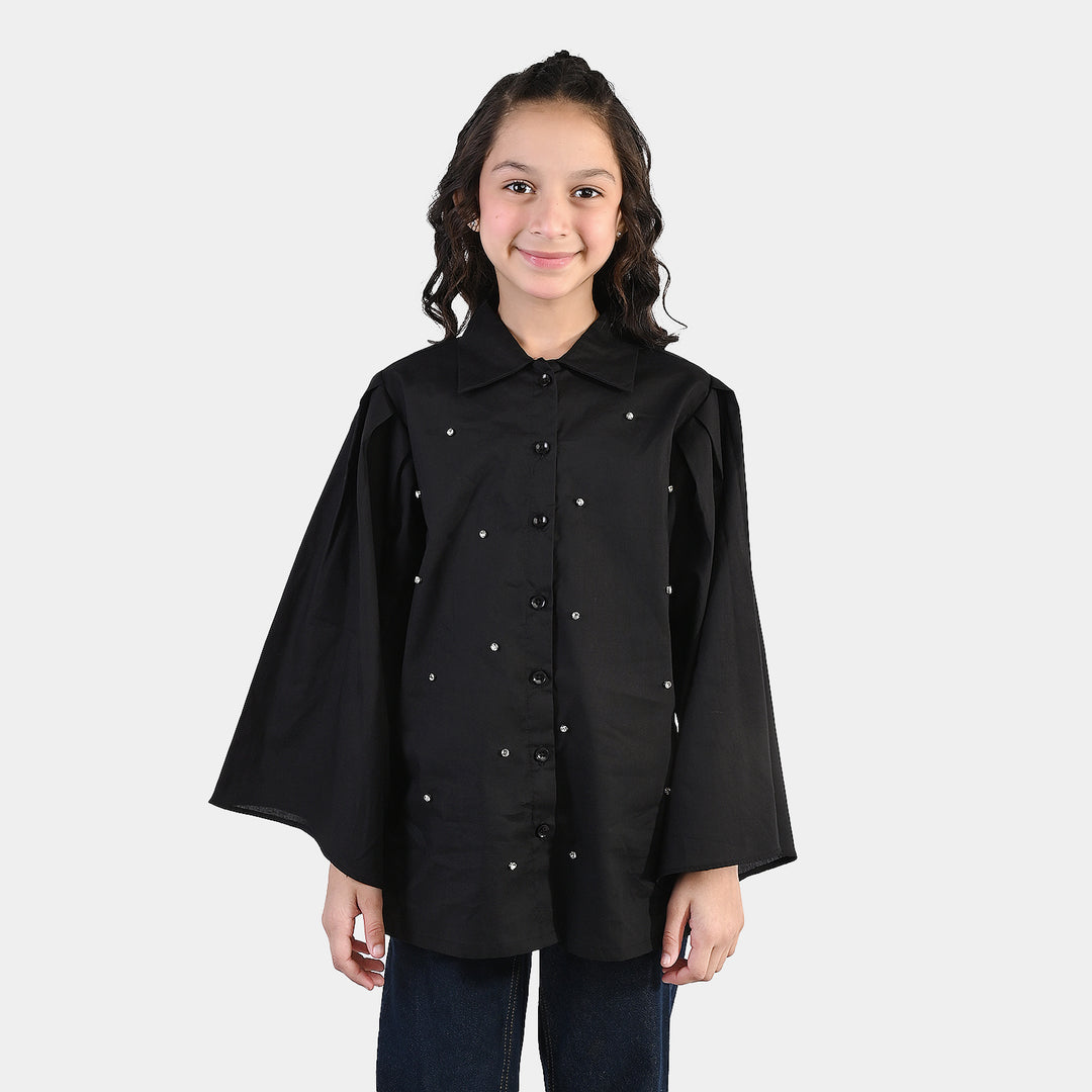 Girls Cotton Top (Diamond) - Black