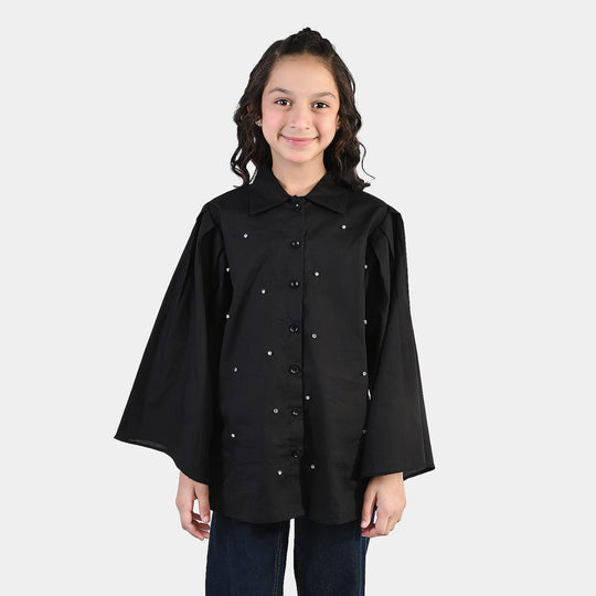 Girls Cotton Top (Diamond) - Black