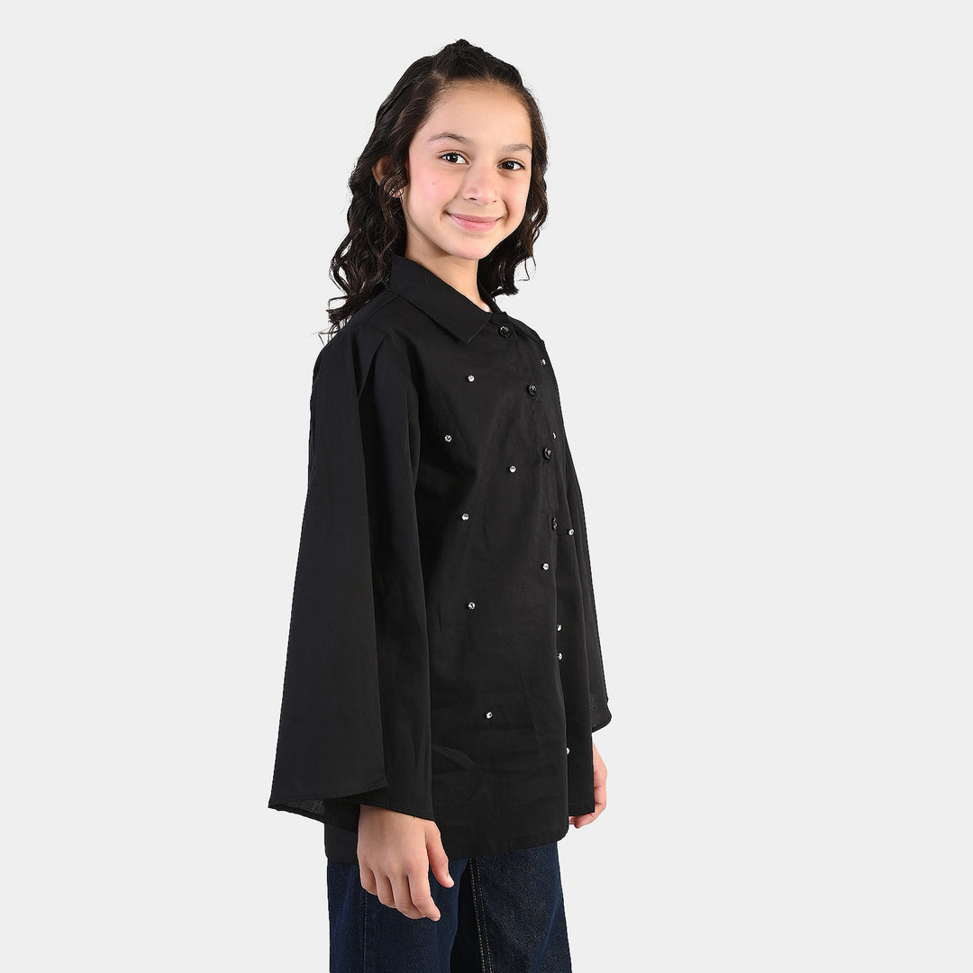 Girls Cotton Top (Diamond) - Black