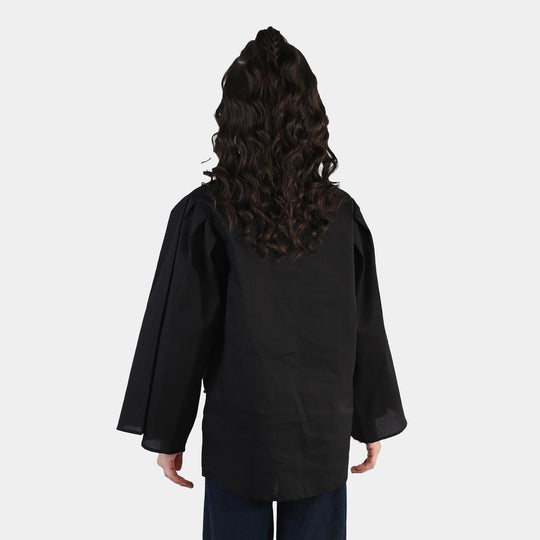 Girls Cotton Top (Diamond) - Black