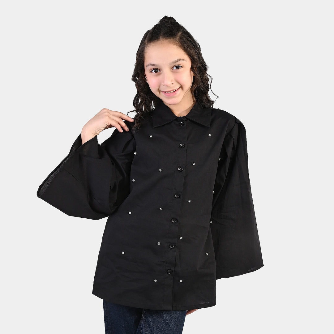 Girls Cotton Top (Diamond) - Black
