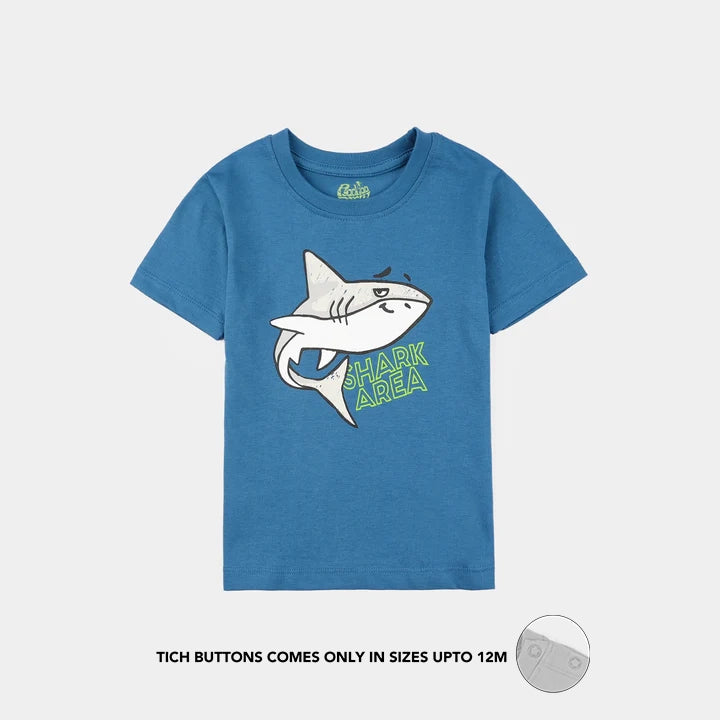 Infant Boys Jersey/Terry T-Shirt (Shark Area) - Blue