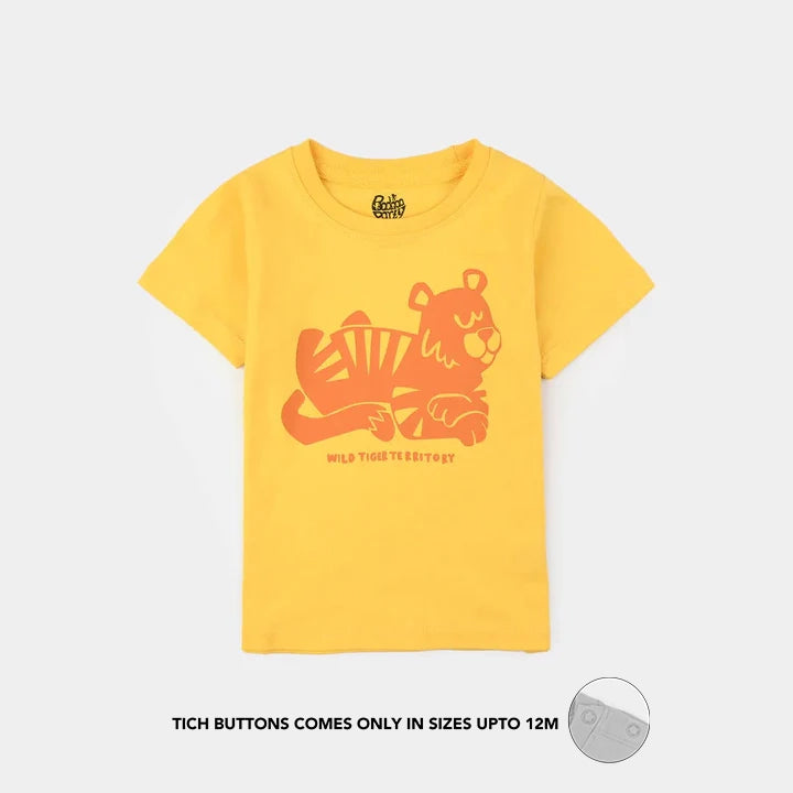 Infant Boys Jersey/Terry T-Shirt (Wild Tiger) - Yellow