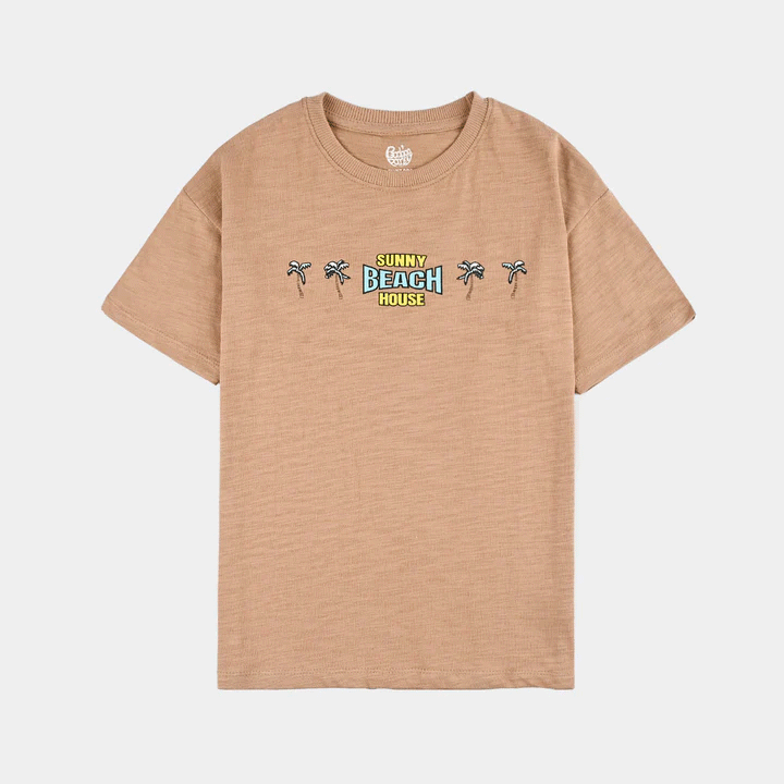 Boys Slub Jersey T-Shirt (Sunny Beach) - Brown