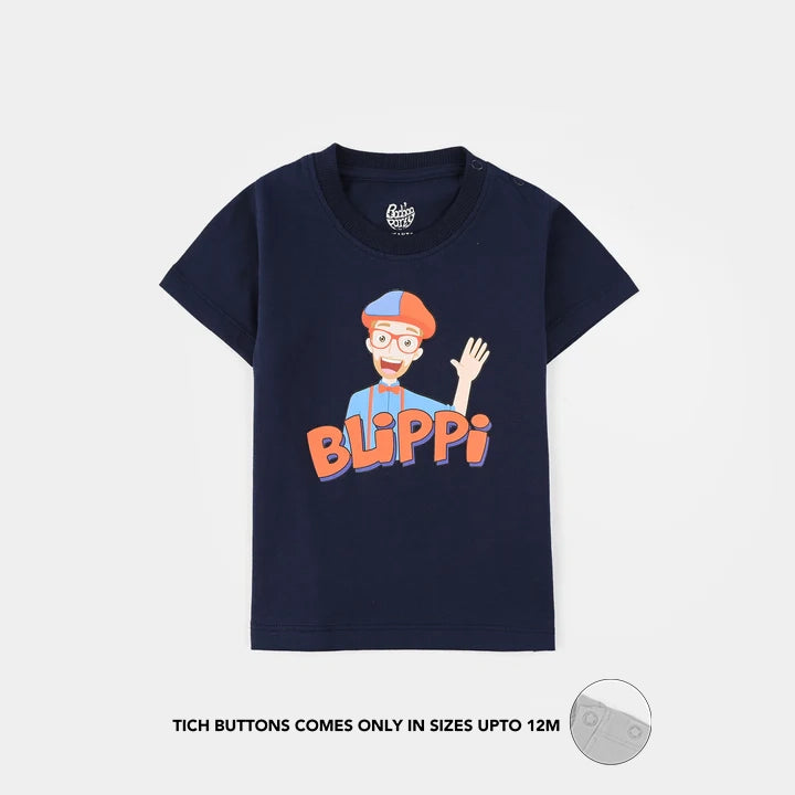 Infant Boys Slub Jersey T-Shirt (Blippi) - Navy Blue