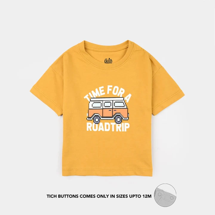 Infant Boys Jersey/Terry T-Shirt (Road Trip) - Yellow