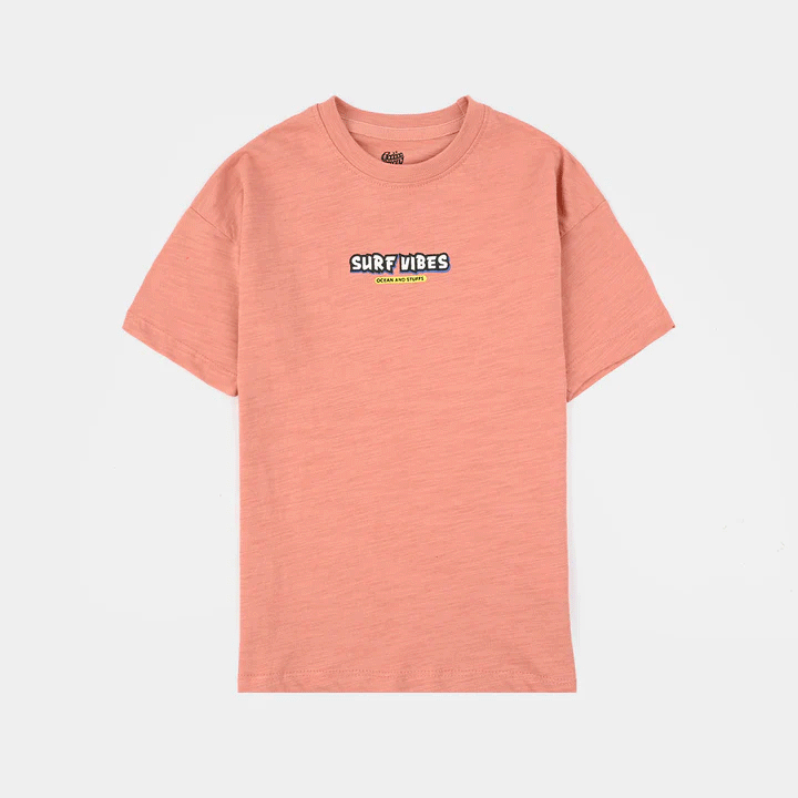 Boys Slub Jersey T-Shirt (Surf Vibe) - Terra Cotta