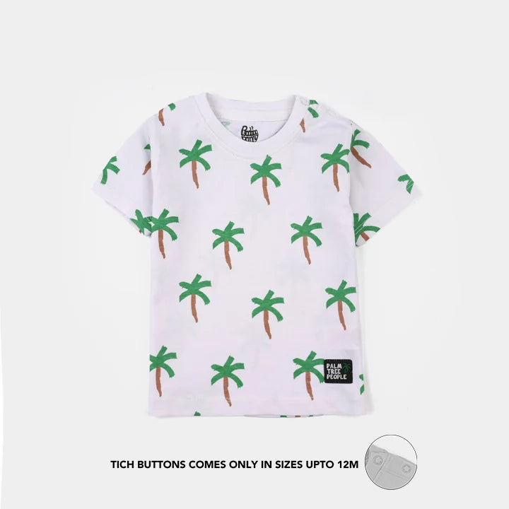 Infant Boys Jersey/Terry T-Shirt (Palm Tree People) - White