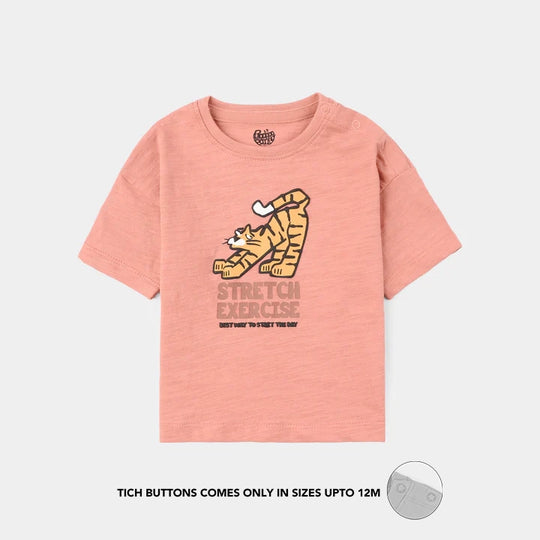 Infant Boys Slub Jersey T-Shirt (Stretch Exercise) - Terracotta