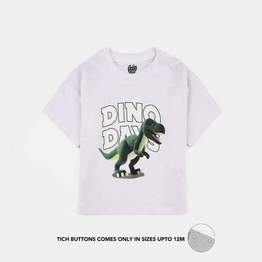 Infant Boys Jersey/Terry T-Shirt (Dino Days) - White