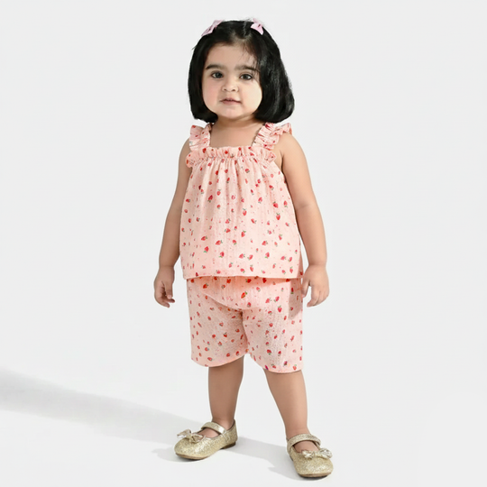 Infant Girls Poly Crinkle 2Pc Suit - Cream