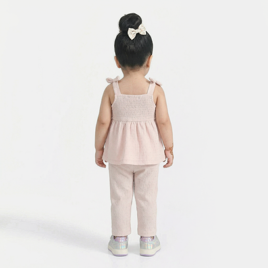 Infant Girls Poly Crinkle 2-Piece Suit (Shine Studs) - Pink