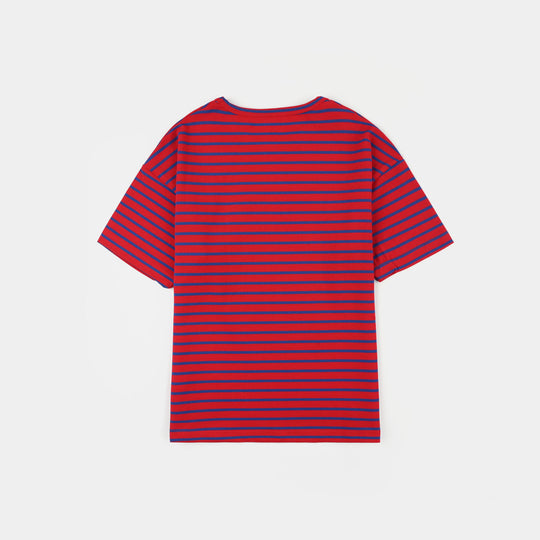 Boys Cotton PK T-Shirt (Summer Locals) - Red/Black Stripes