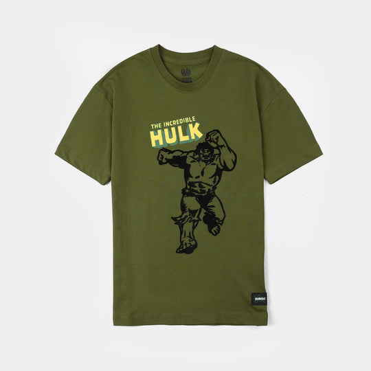 Boys Jersey/Terry T-Shirt (The Incredible) - Olive Green