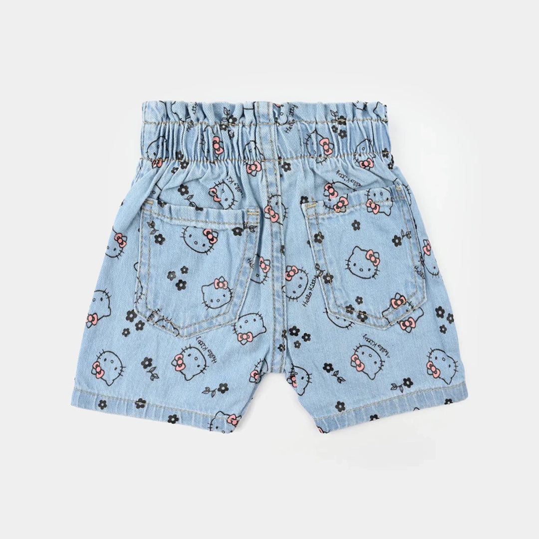 Infant Girls Denim Stretch Shorts - Light Blue