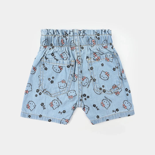 Infant Girls Denim Stretch Shorts - Light Blue