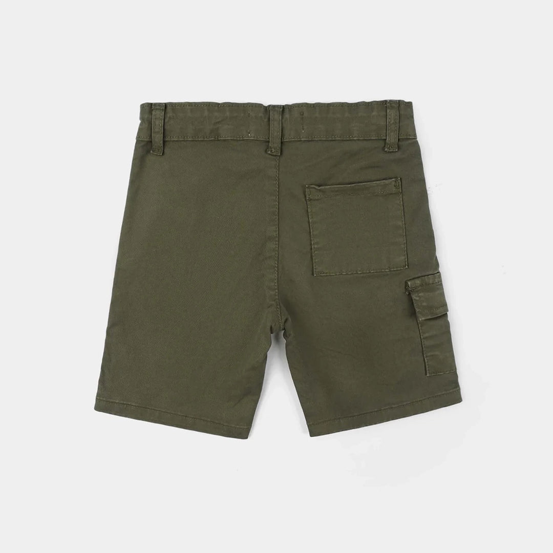Boys Cotton Twill Shorts - Olive green