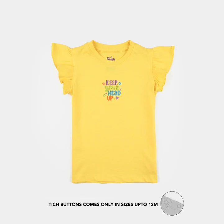 Infant Girls Cotton Jersey T-Shirt (KEEP YOUR HEAD UP) - Yellow