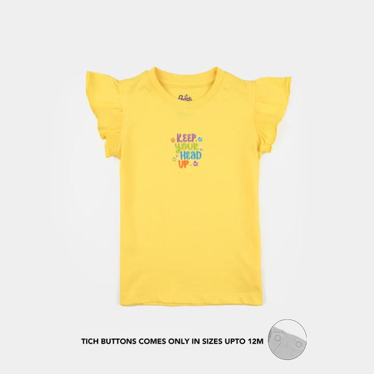 Infant Girls Cotton Jersey T-Shirt (KEEP YOUR HEAD UP) - Yellow
