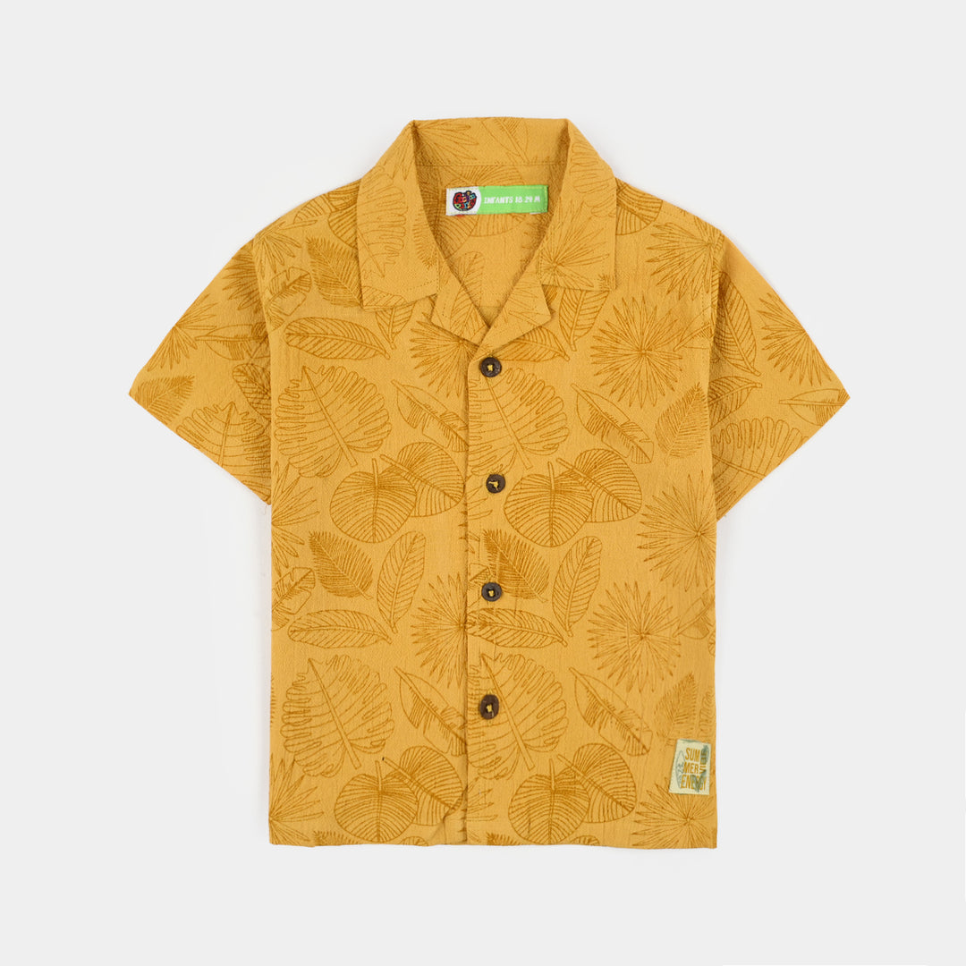 Infant Boys Cotton Woven Suit (Palm Leaves) - Yellow