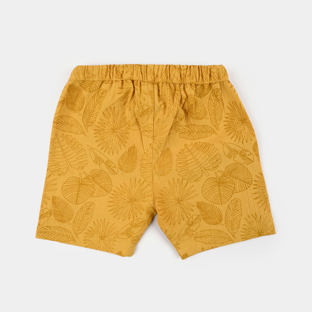 Infant Boys Cotton Woven Suit (Palm Leaves) - Yellow