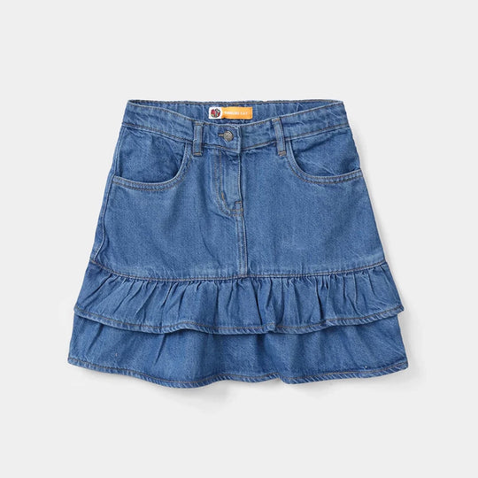 Girls Denim Rigid Skirt (Ruffle) – Dark Blue