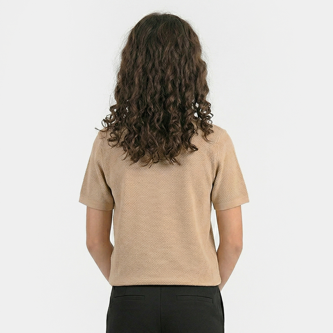 Teens Girls Poly Crinkle T-Shirt (Squad Goals) - Brown