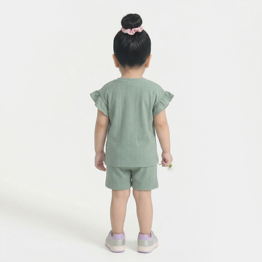 Infant Girls Poly Crinkle Knitted Suit (Be Happy) - Green