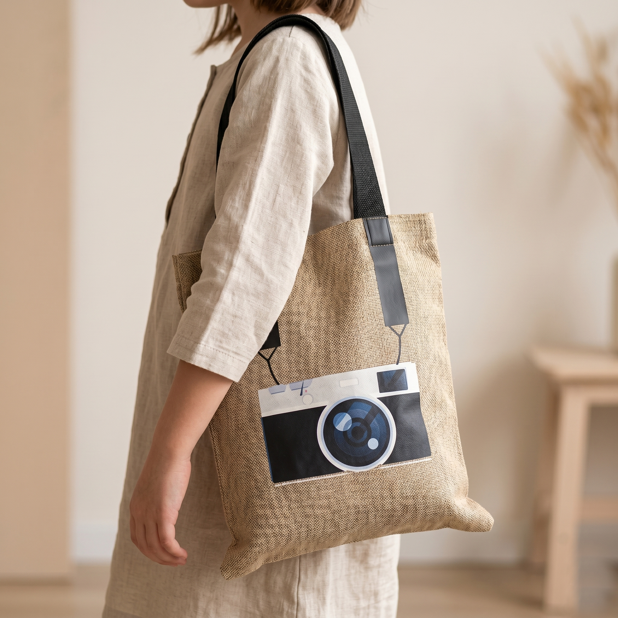 BP Camera With Black Handle Tote Bag Price in Pakistan | Bachaa Party