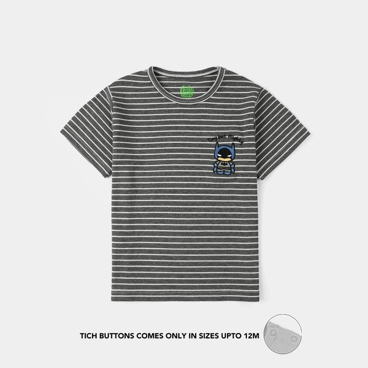 Infant Boys Yarn Dyed T-Shirt (Tiny But Mighty) - Grey
