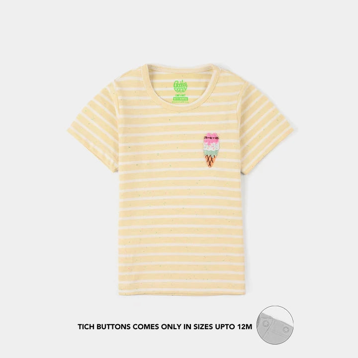 Infant Girls Yarn Dyed Striped T-Shirt - Yellow/White