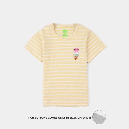 Infant Girls Yarn Dyed Striped T-Shirt - Yellow/White