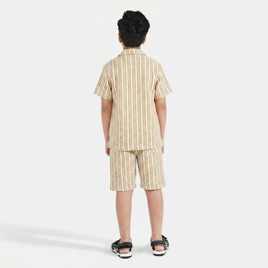 Boys Jacquard 2-Pc Suit (Resort) - Brown/White
