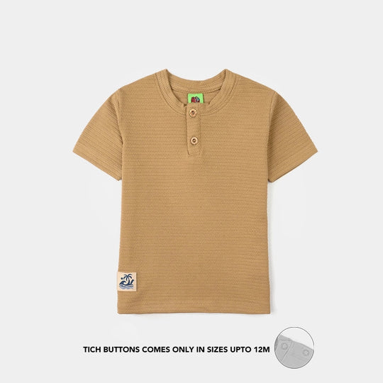 Infant Boys Jacquard T-Shirt (Waves & Palm Tree) – Brown