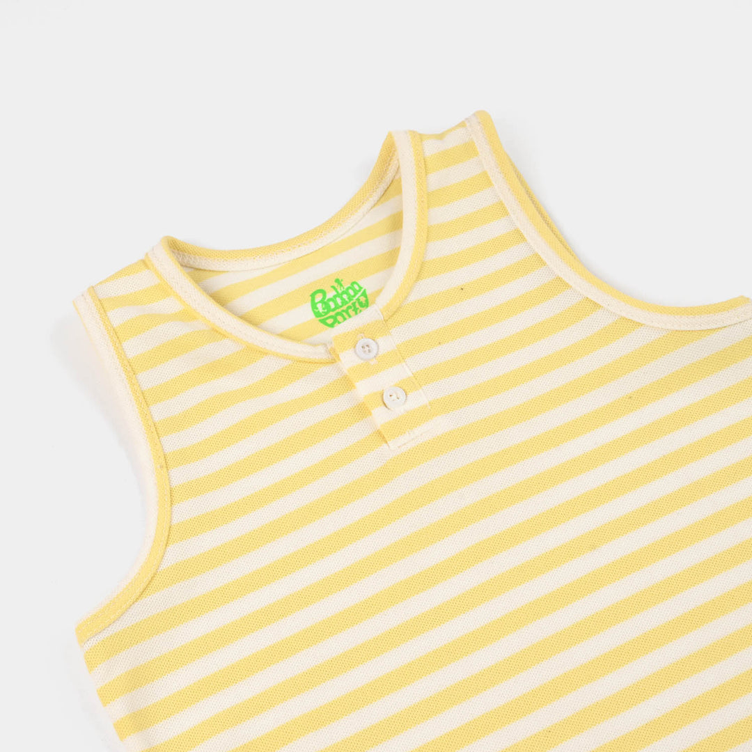 Infant Boys Cotton PK Sando PLAIN 2-Yellow.Stirpes