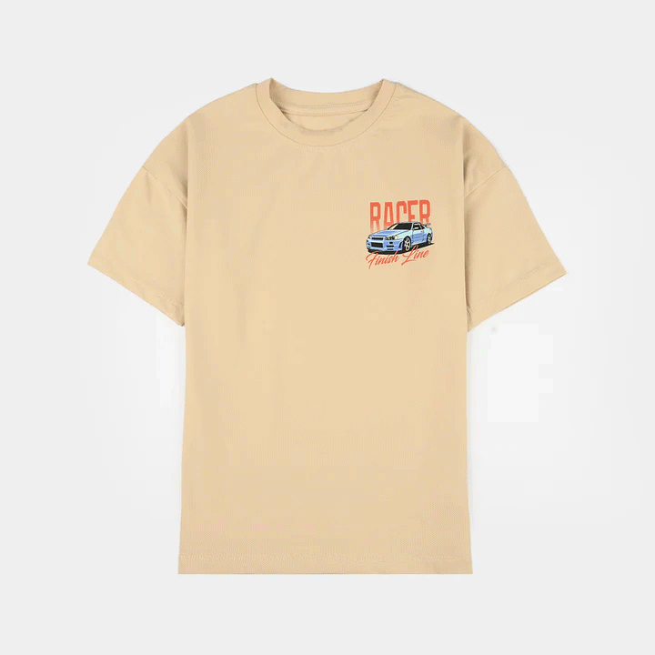 Boys Lycra Jersey T-Shirt (Legendary Racer) - Beige