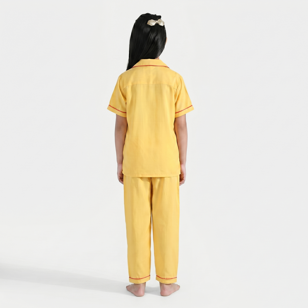 Girls Viscose Night Suit - Yellow
